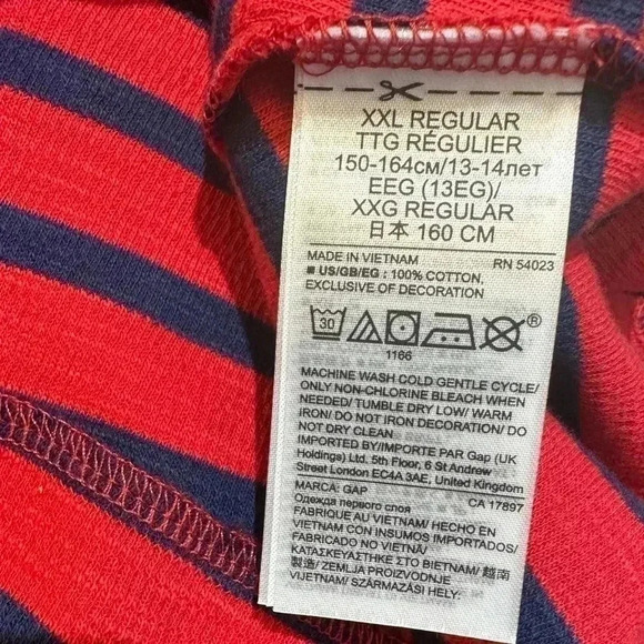 Gap Kids Red Navy Stripe Long-sleeve Crewneck XXL 14-16 - Picture 4 of 5